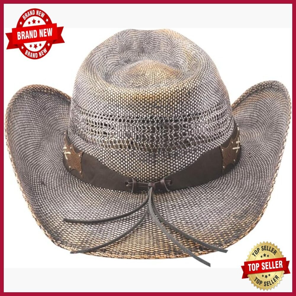Distressed Straw Cowboy Hat with 3.5 Inch Brim, U-Style It Wire